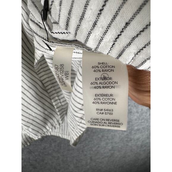 Karl Lagerfeld Blouse Women Medium Striped Balloon Sleeve V Neck Boho Career - Picture 3 of 7